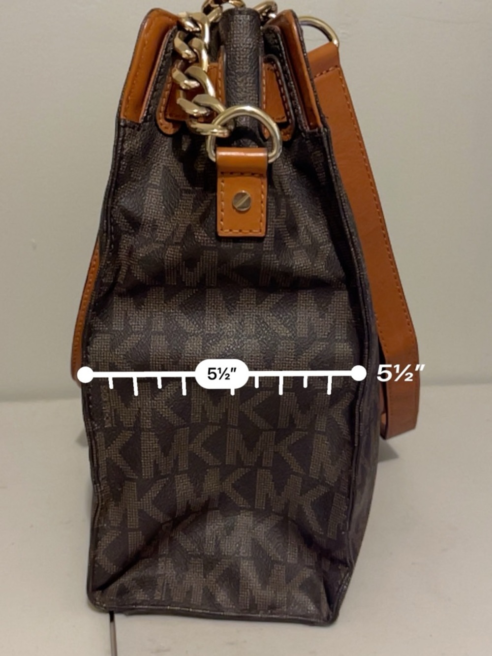 Michael Kors Brown Logo Tote with Tan Leather and Gold Hardware - Picture 5 of 13